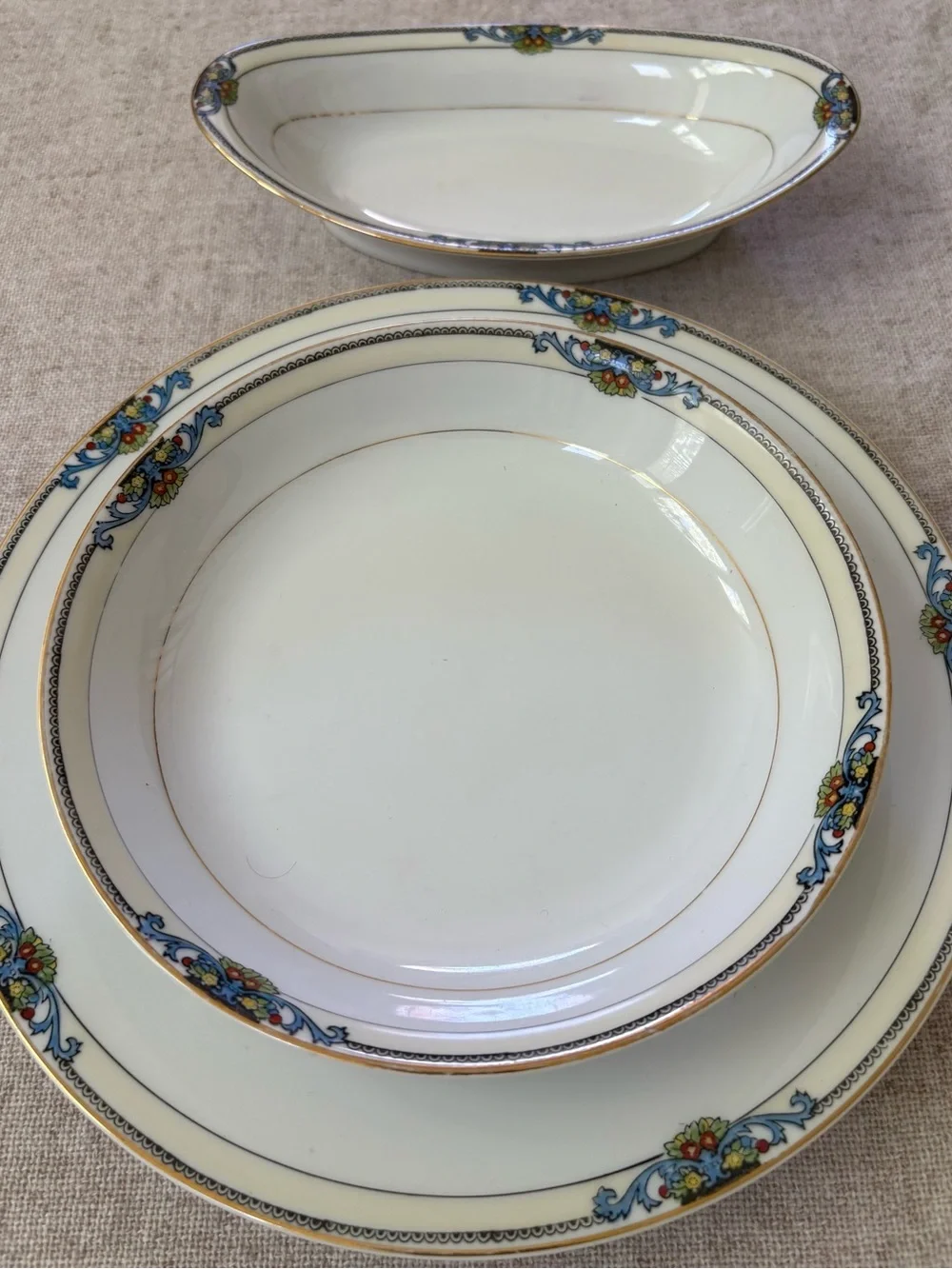 3 PC Noritake Floral Trim White Porcelain Dishes.